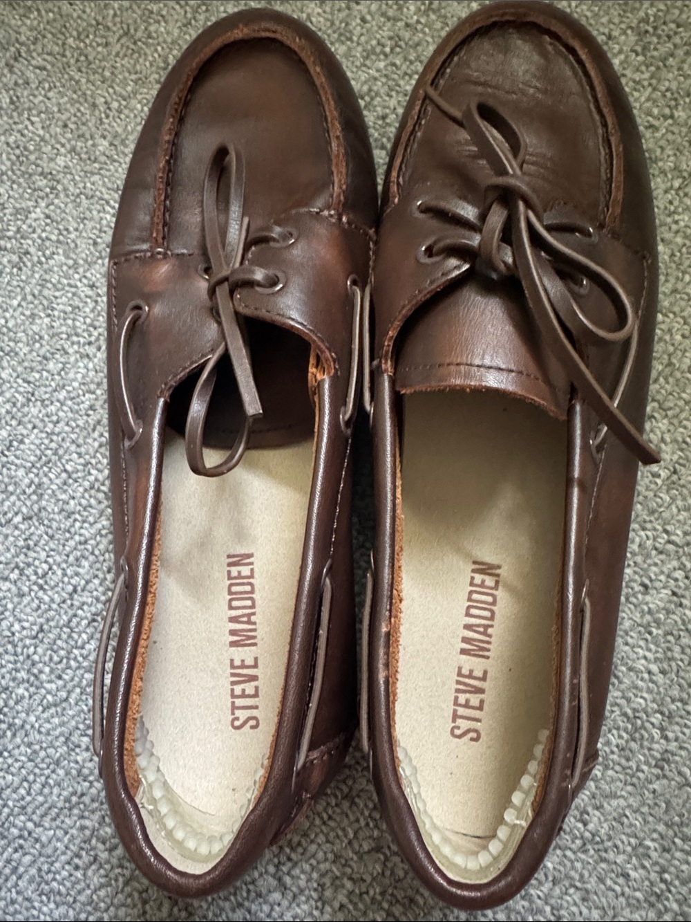 Steve Madden Sag Boat Shoe Dark Brown Leather Lace-Up Boat Shoes